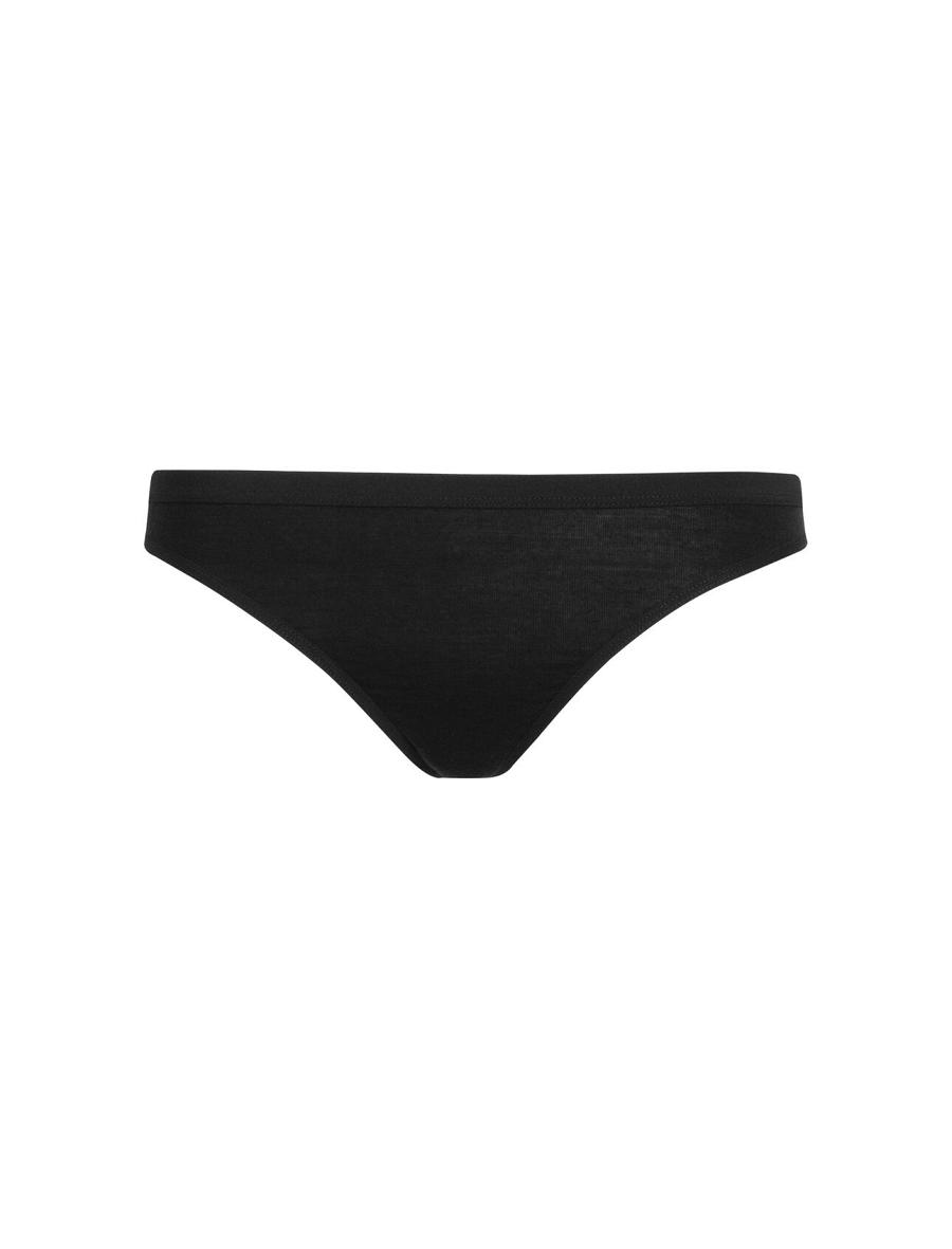 Black Women's Icebreaker Merino Siren Thong Underwear | USA 1704WNBY